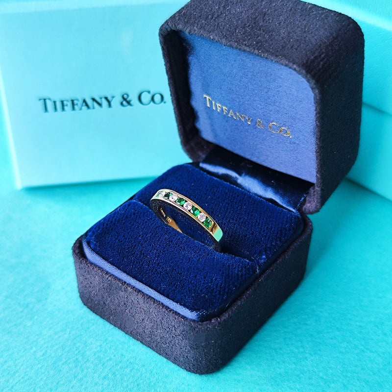 【オールドティファニー】TIFFANY＆Co. ティファニー エメラルド ダイヤモンド ヴィンテージリング