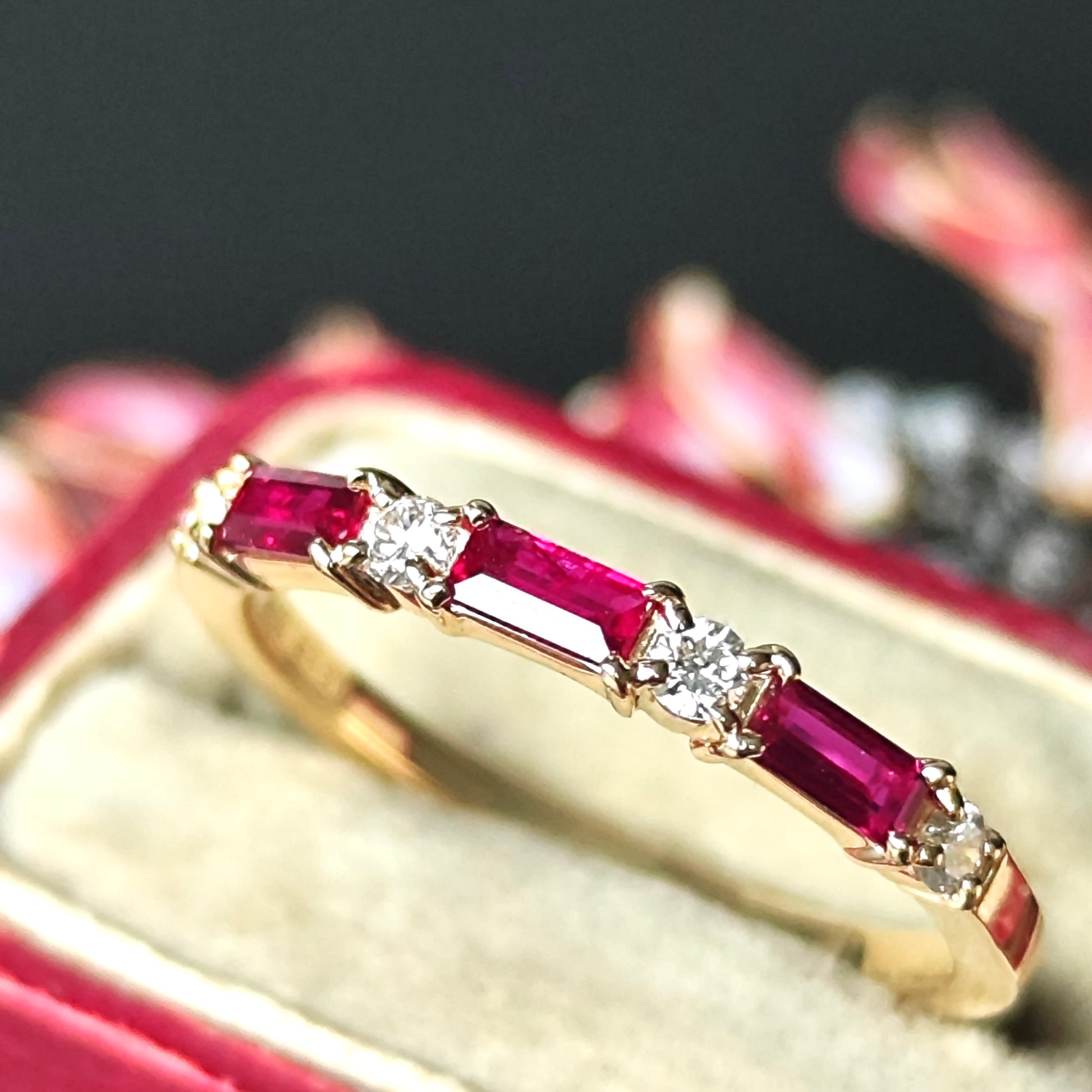 【非加熱 ピジョンブラッド】天然ルビー 天然ダイヤモンド 18金リング