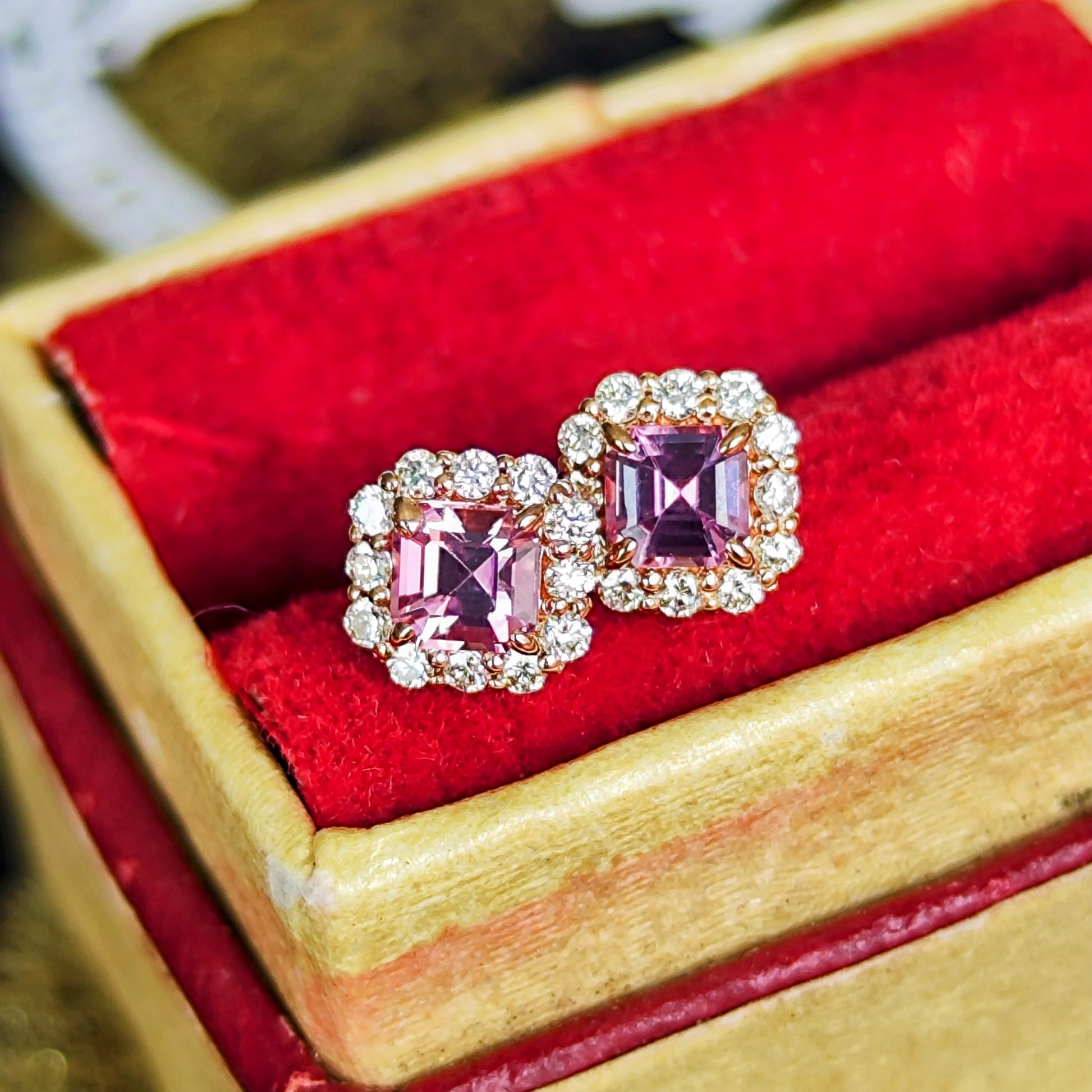 天然パパラチアサファイア 天然ダイヤモンド ピアス