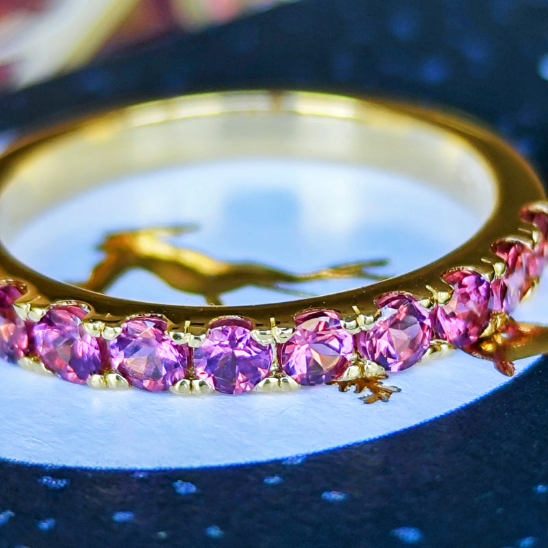 天然マラヤガーネット ハーフエタニティリング