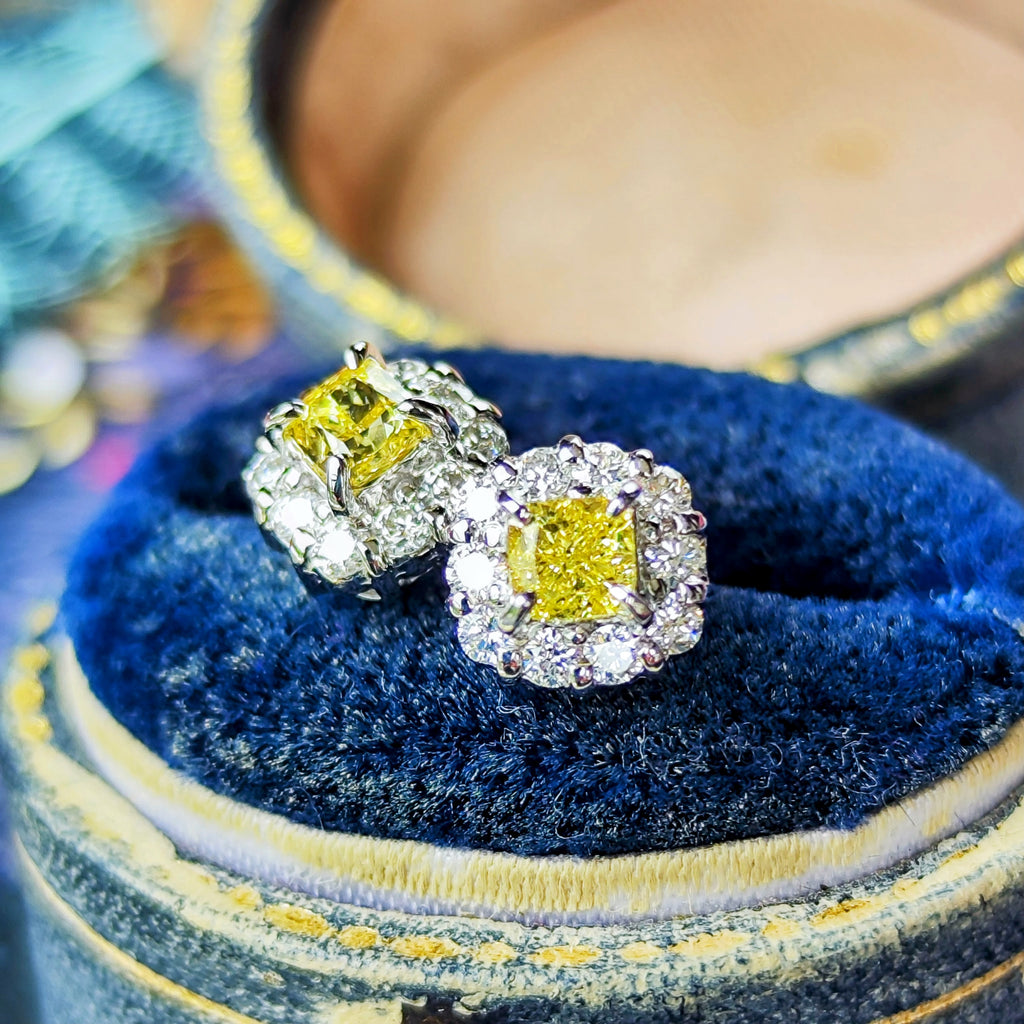【イエローダイヤ】FANCY INTENSE YELLOW SI1 プラチナピアス