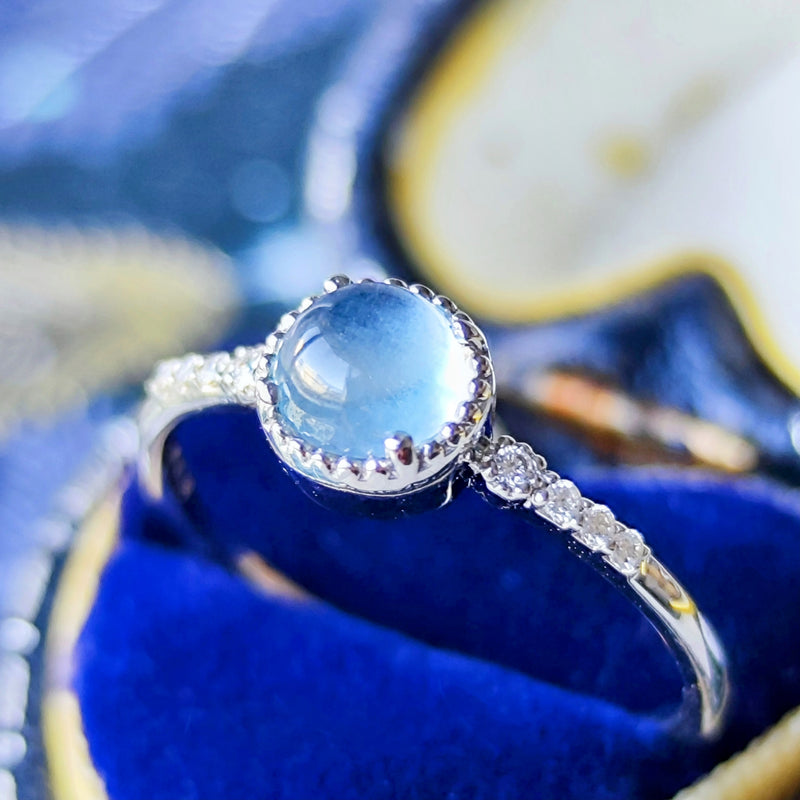 天然アクアマリンキャッツアイ 天然ダイヤモンド プラチナリング