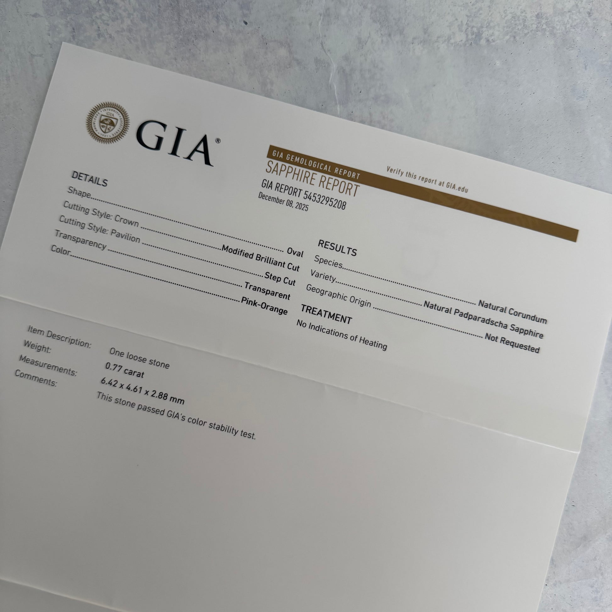 【非加熱 GIA】天然パパラチアサファイア 0.77ct 天然ダイヤモンド リング