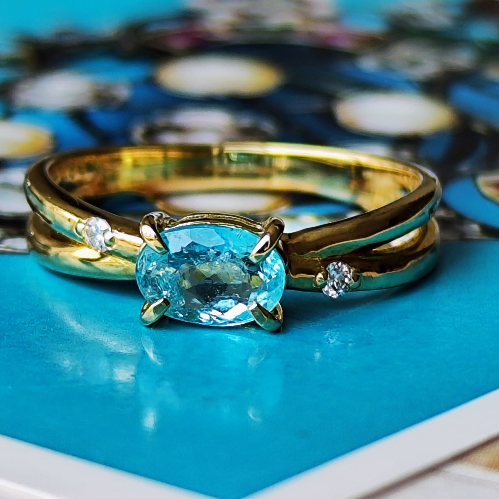 750WG パライバトルマリン・ダイヤモンド リング 品番r21-6 750WG パライバトルマリン・ダイヤモンド リング 品番r21-6