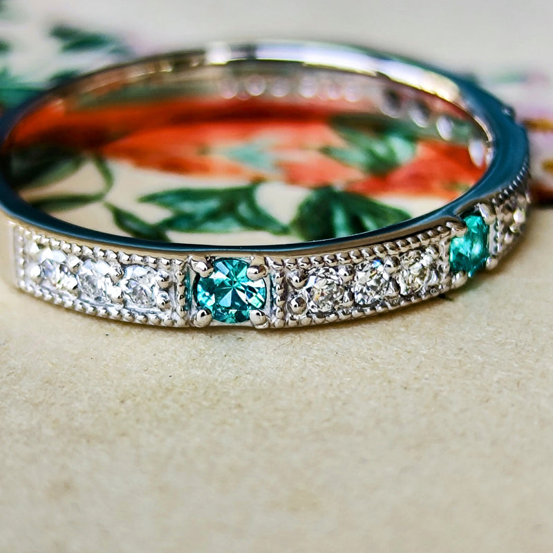 天然パライバトルマリン 天然ダイヤモンド プラチナリング