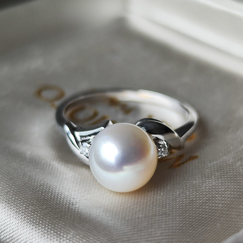 MIKIMOTO ミキモト あこや真珠 天然ダイヤモンドリング