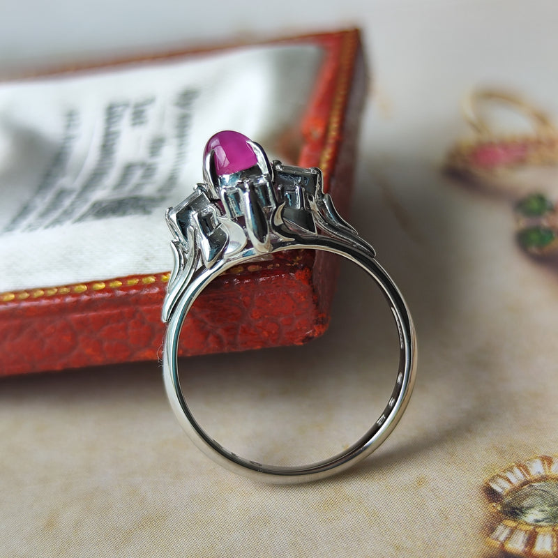 天然スターサファイア＆天然ダイヤモンドプラチナリング