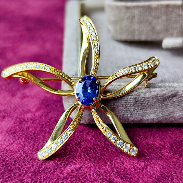 MIKIMOTO ミキモト 天然タンザナイト 天然ダイヤモンド ブローチ