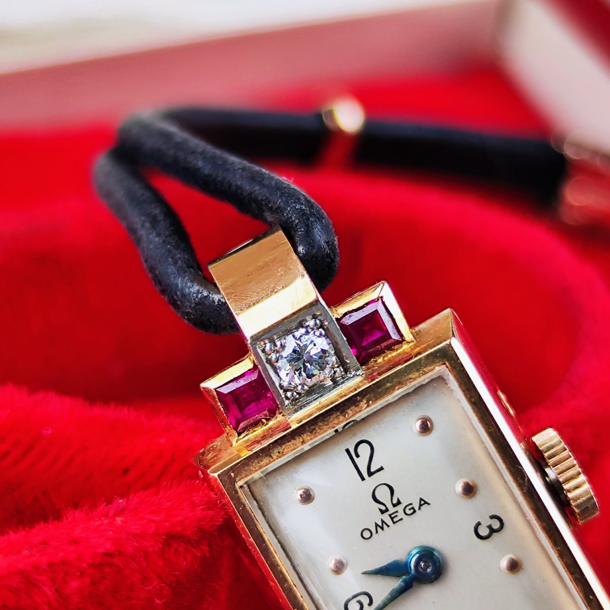 【OH済み】OMEGA オメガ 天然ダイヤモンド 合成ルビー 18金無垢時計