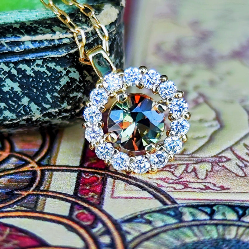 天然アンダリュサイト 天然ダイヤモンド ネックレス