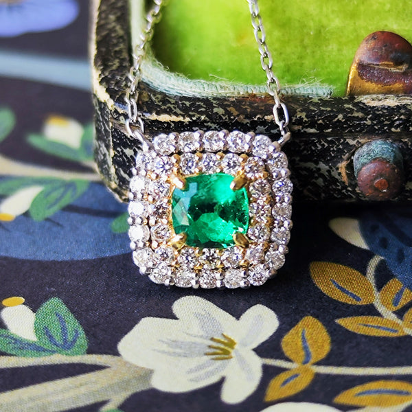 天然コロンビアエメラルドペンダントネックレス エメラルド PT900 天然