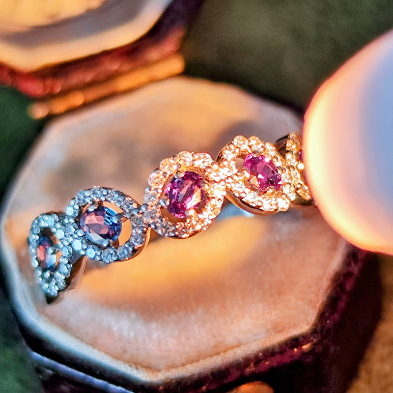 天然アレキサンドライト 0.35ct 天然ダイヤモンド リング