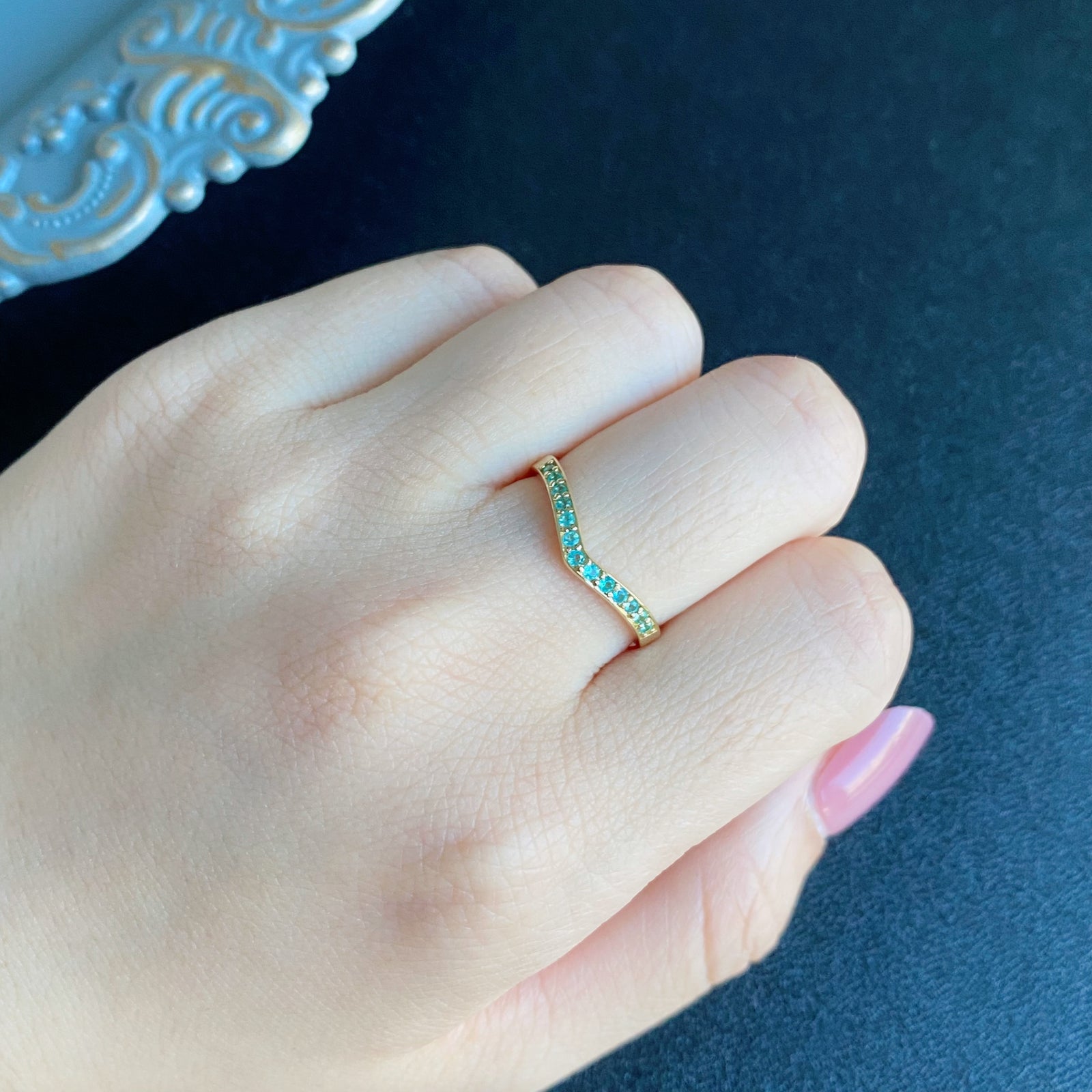 天然パライバトルマリン ハーフエタニティリング 18金 – Mico宝飾店