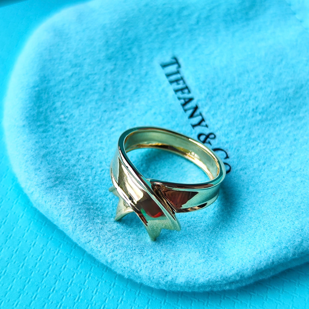 【オールドティファニー】TIFFANY &Co リボンリング 18金YG