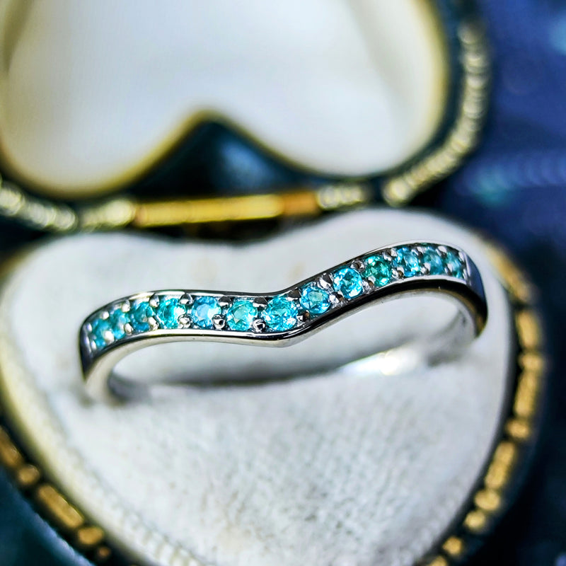 天然パライバトルマリン ハーフエタニティリング プラチナ