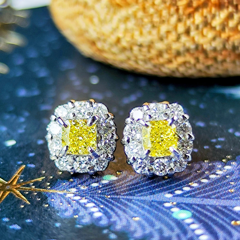 【イエローダイヤ】FANCY INTENSE YELLOW SI1 プラチナピアス