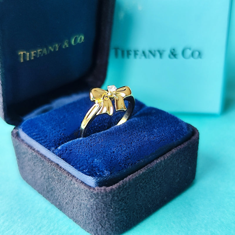 TIFFANY&Co ティファニー リボンリング ダイヤモンド K18YG