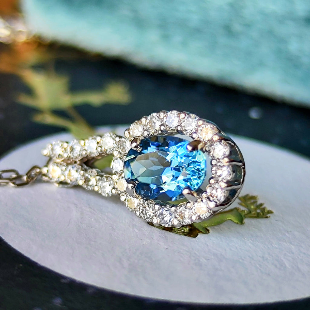 【サンタマリア】天然アクアマリン 天然ダイヤモンド ネックレス