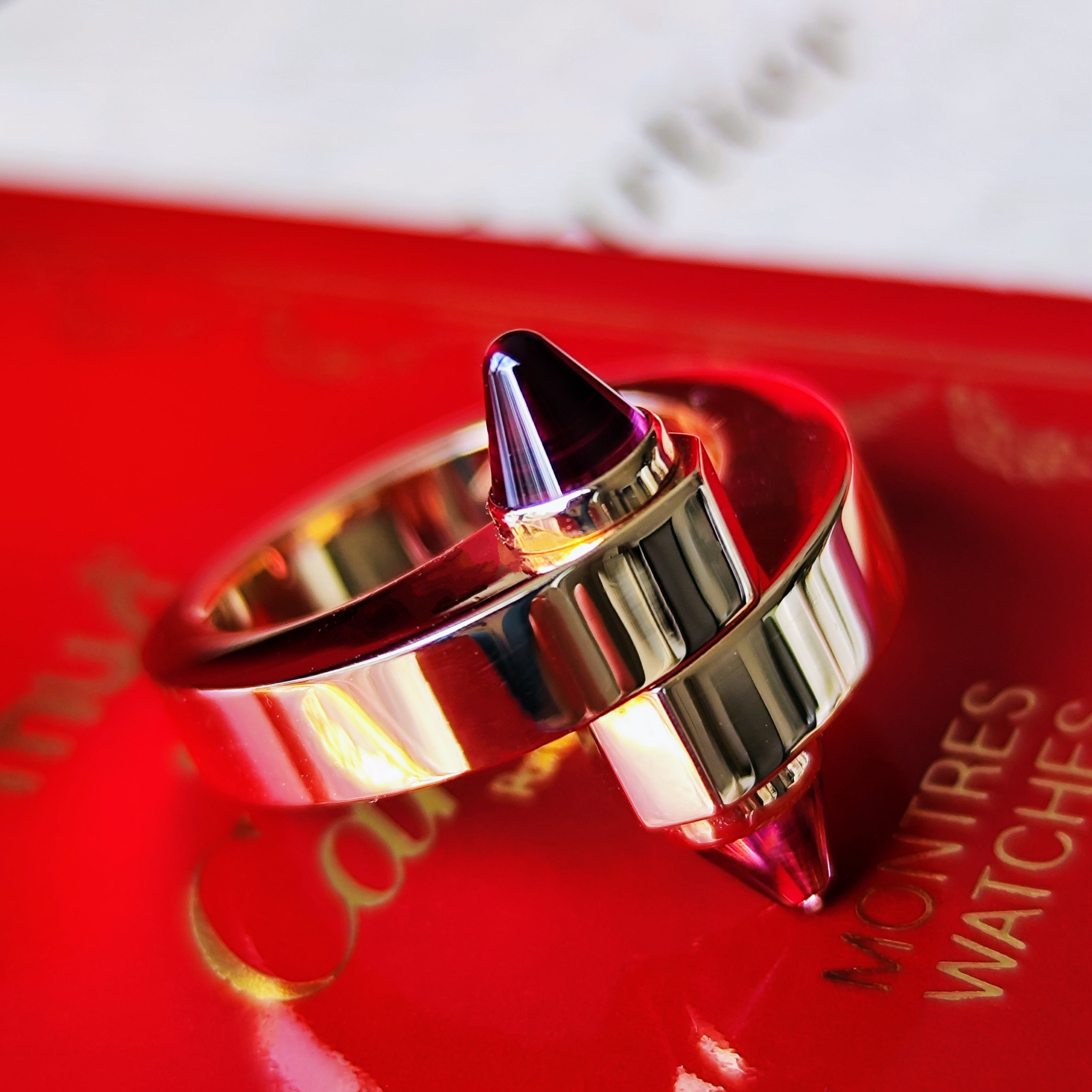 【Vintage Cartier】カルティエ メノットリング ガーネット 18金PG 10号