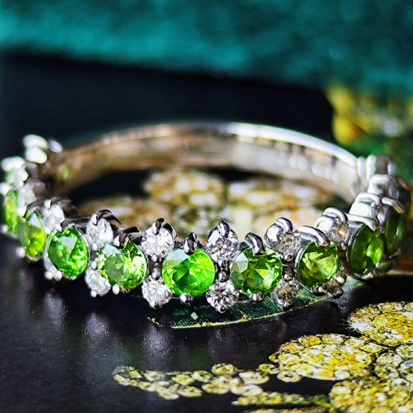 天然デマントイドガーネット 天然ダイヤモンド プラチナリング