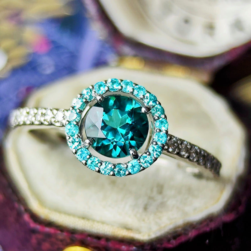 天然トルマリン 天然パライバトルマリン 天然ダイヤモンド プラチナリング