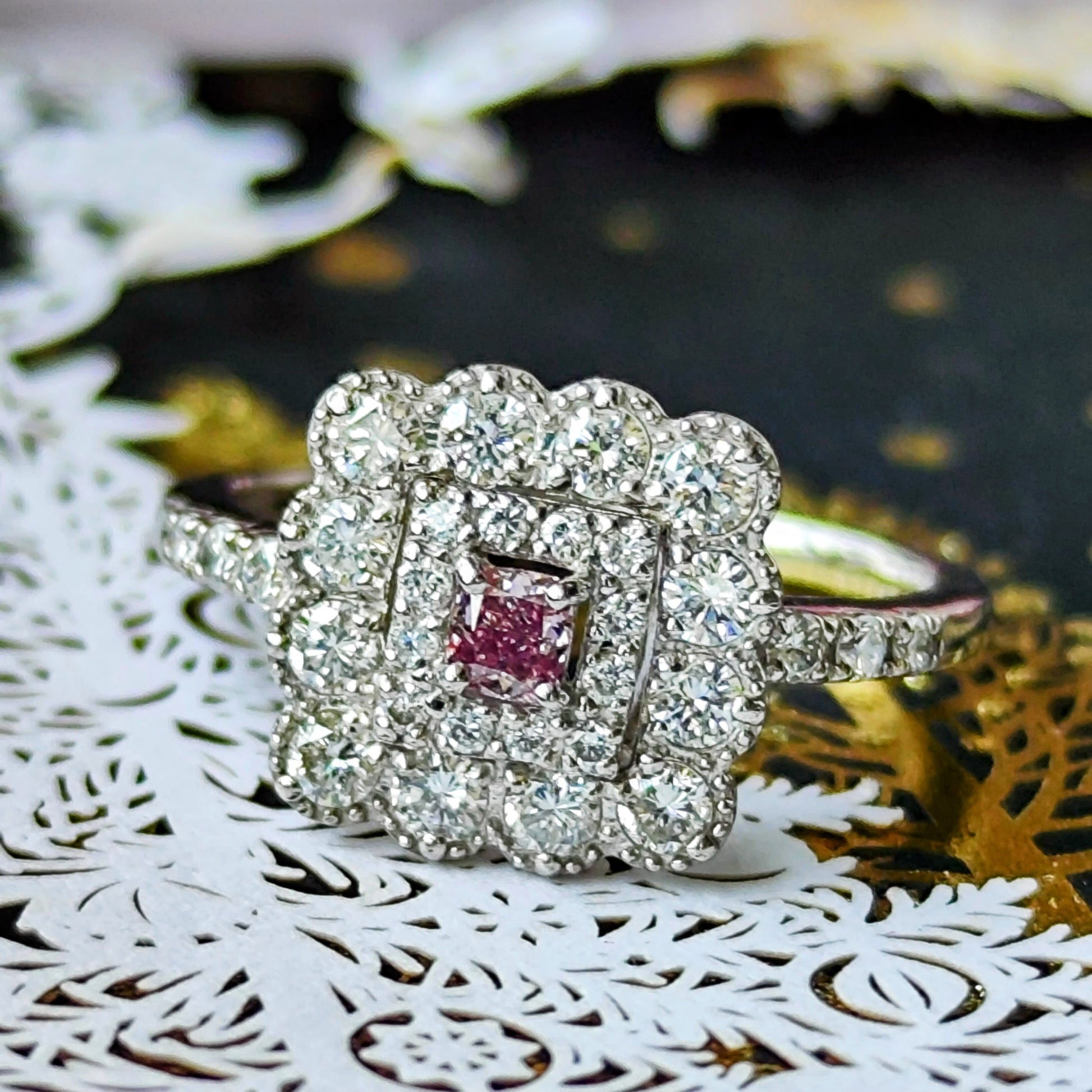 【ピンクダイヤ】天然ダイヤモンド FANCY INTENSE PINK 0.117ct プラチナリング