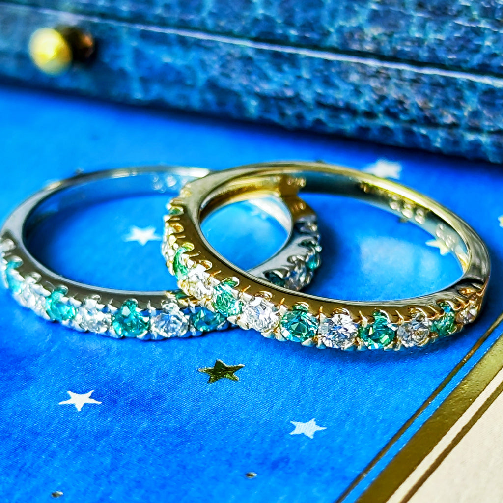 天然パライバトルマリン 天然ダイヤモンド 一文字タイプ 18金リング