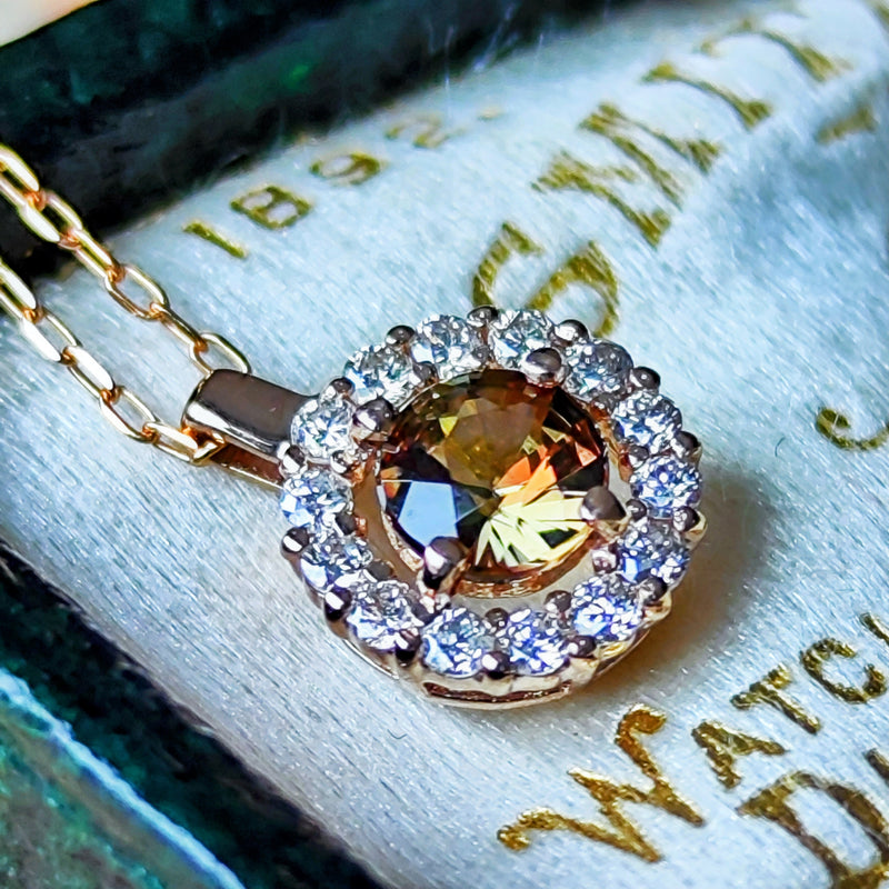 天然アンダリュサイト 天然ダイヤモンド ネックレス