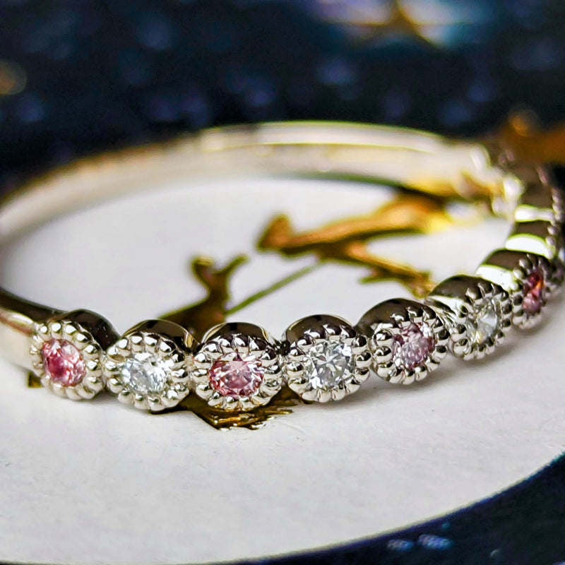 【ピンクダイヤ】天然ダイヤモンド ハーフエタニィリング プラチナ