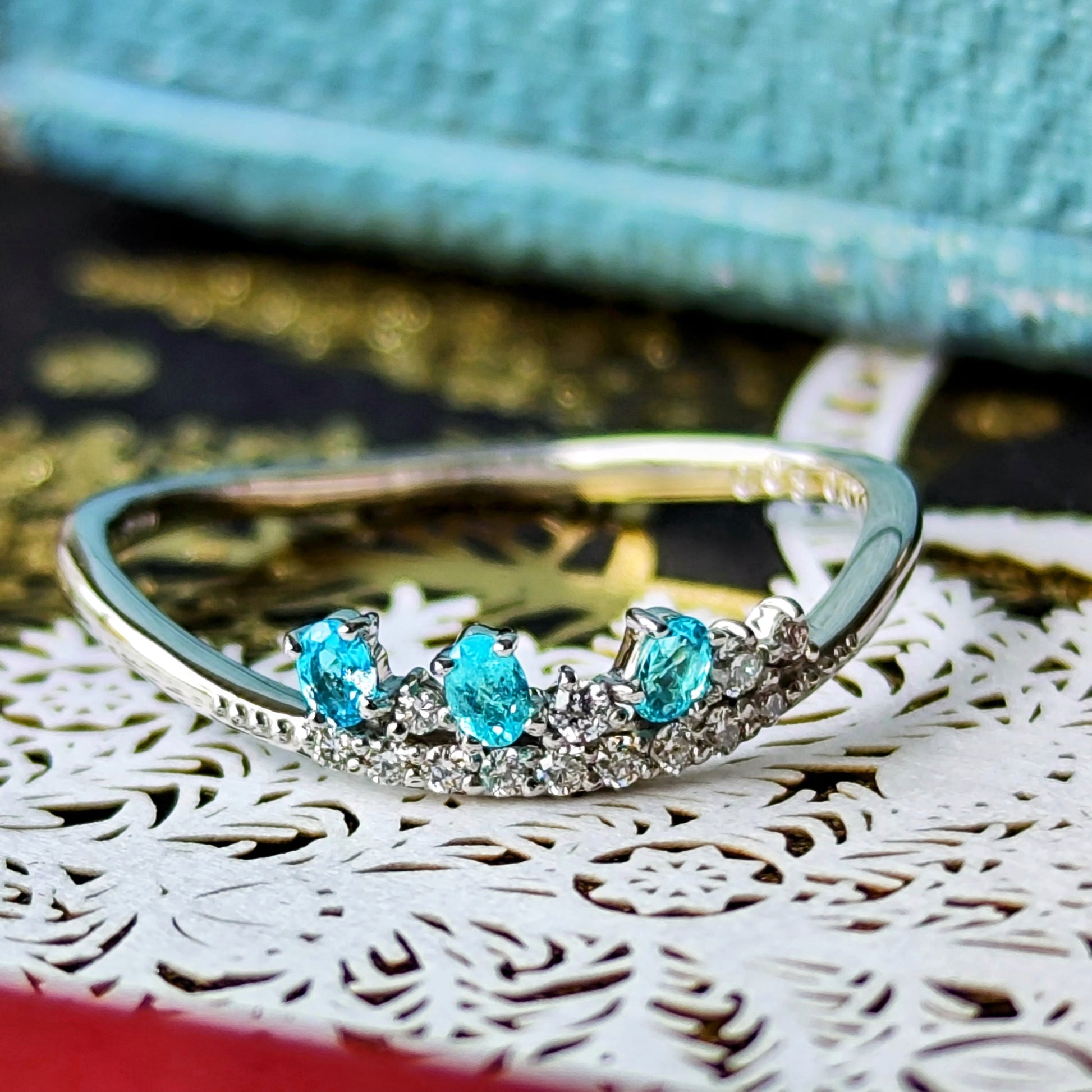 天然パライバトルマリン 天然ダイヤモンド プラチナリング