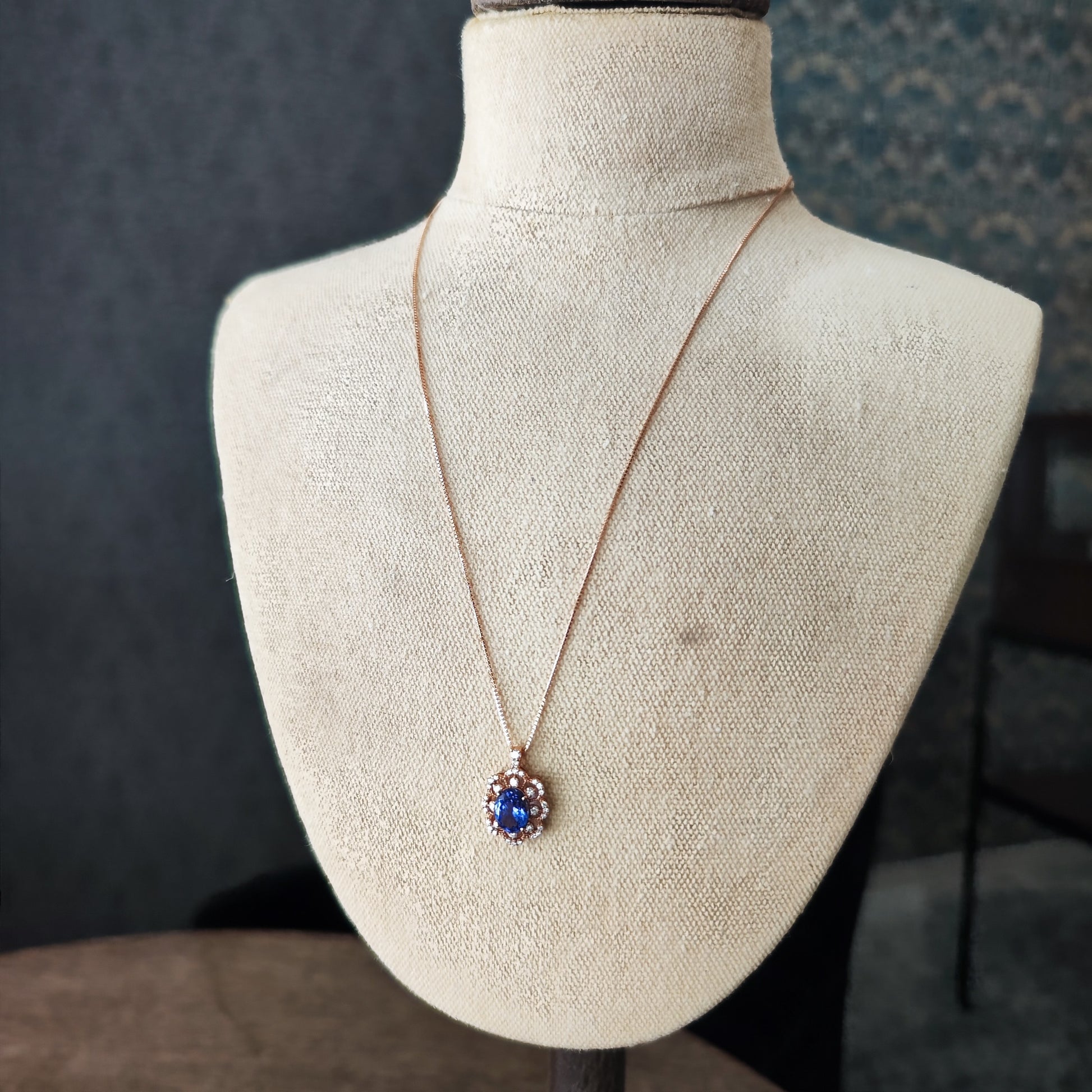 天然タンザナイト 2.07ct 天然ダイヤモンド ネックレス