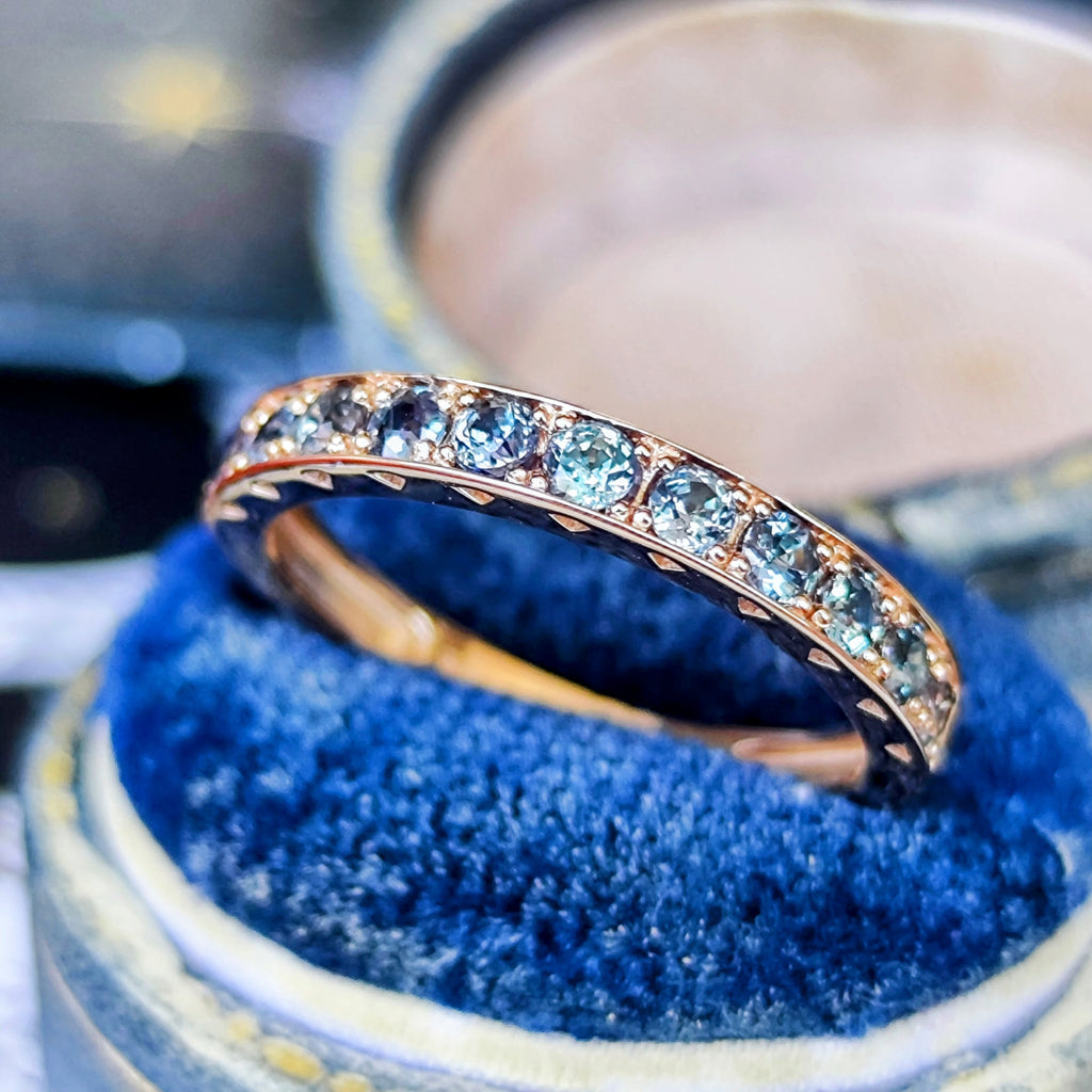 天然アレキサンドライト 0.63ct ハーフエタニティリング 18金PG