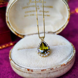 天然スフェーン 1.41ct 天然ダイヤモンド ネックレス