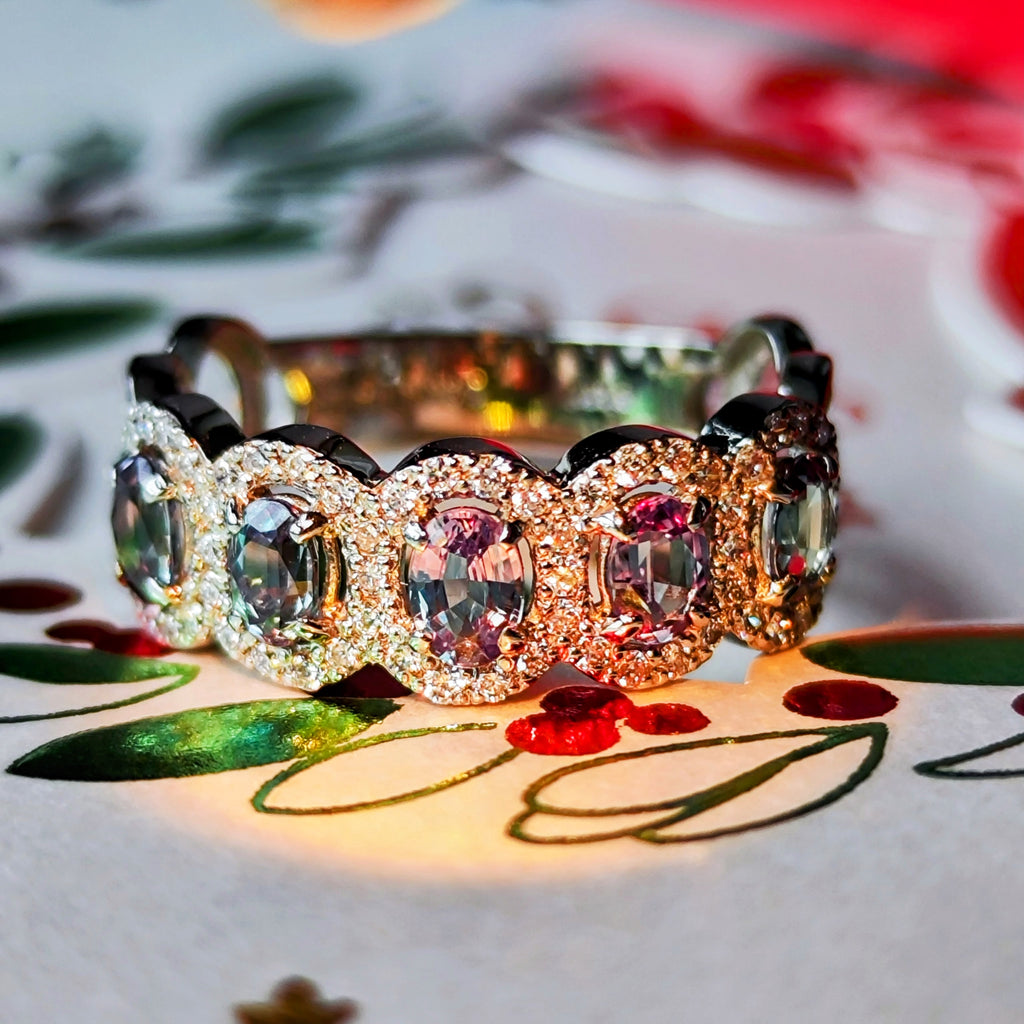 天然アレキサンドライト 0.75ct 天然ダイヤモンド プラチナリング