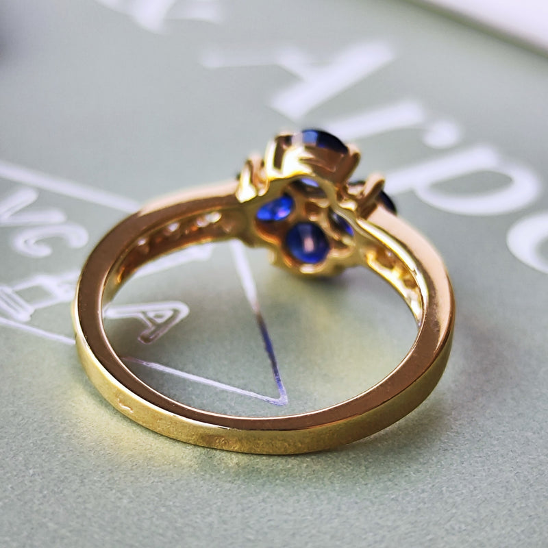 【Vintage Van Cleef & Arpels】ヴァンクリーフ&アーペル サファイア フラワーリング