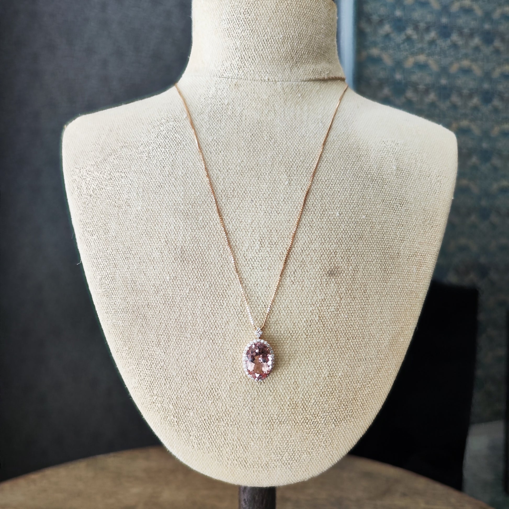 【大粒 4.96ct】天然モルガナイト 天然ダイヤモンド ネックレス