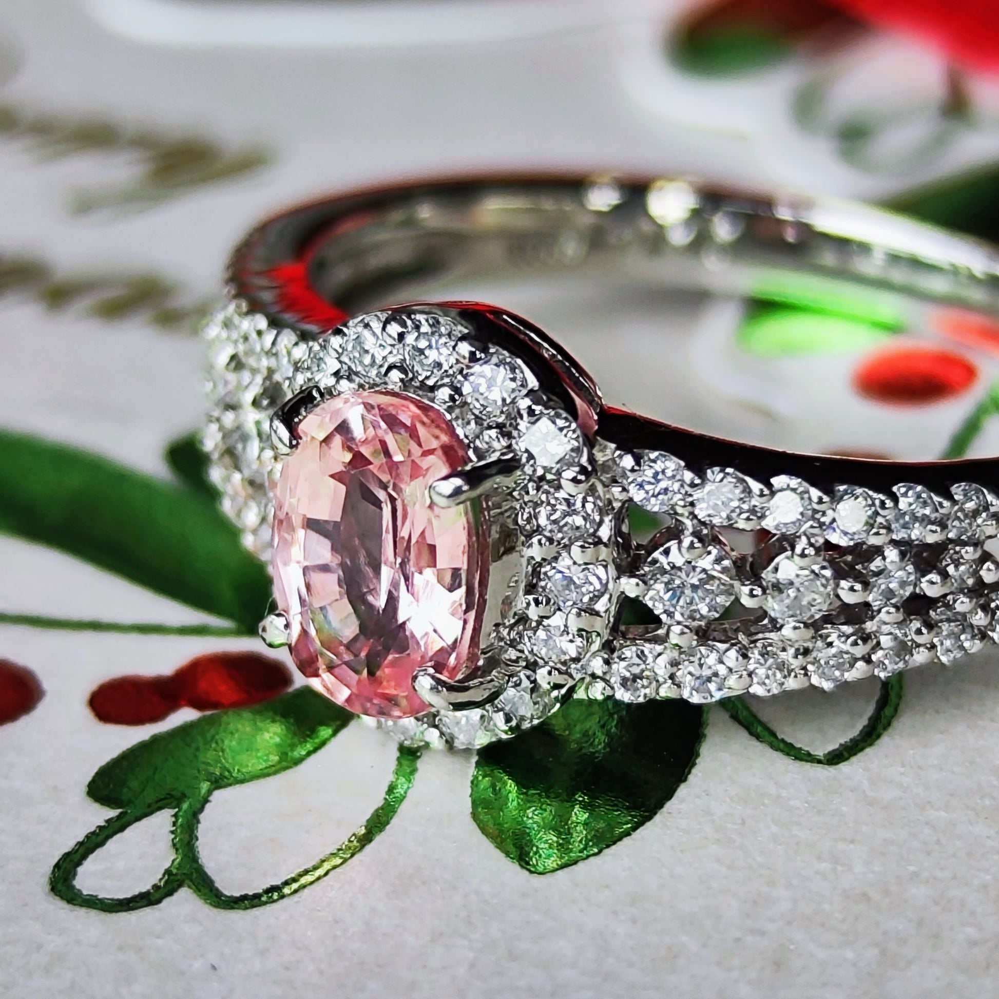【非加熱 GIA】天然パパラチアサファイア 0.77ct 天然ダイヤモンド リング