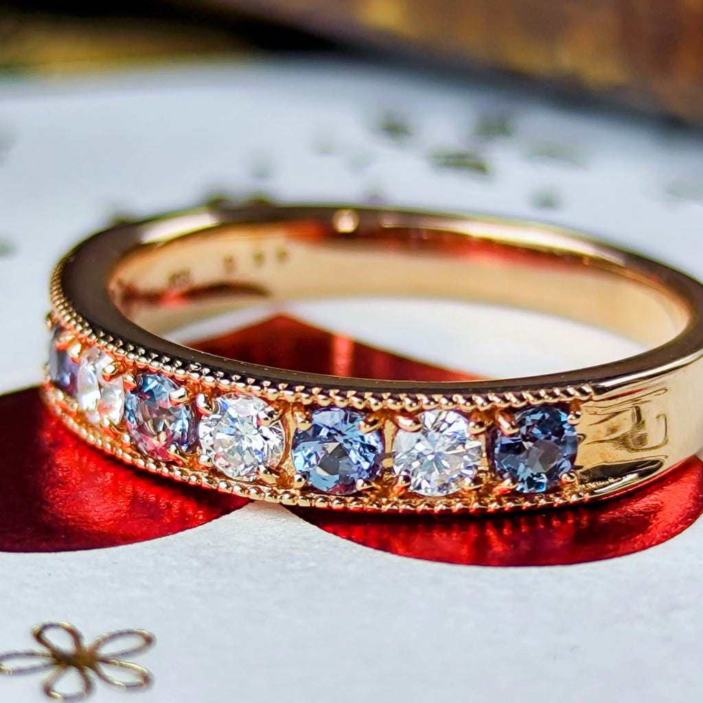 天然アレキサンドライト 0.31ct 天然ダイヤモンド リング