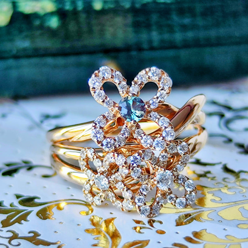 天然アレキサンドライト 天然ダイヤモンド フラワーモチーフリング