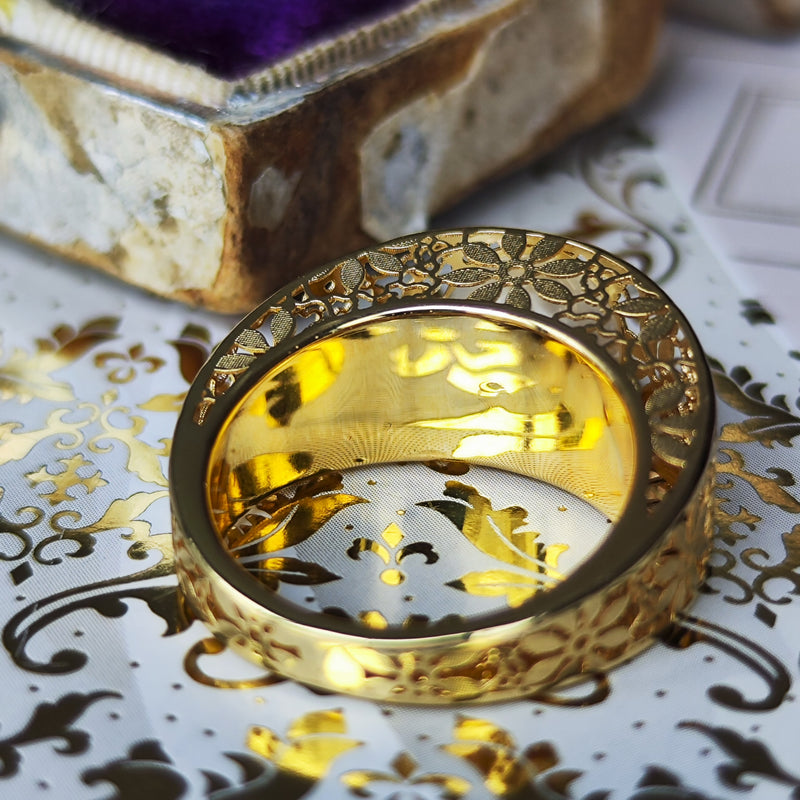 あこや真珠 透かし模様 イタリア 18金リング