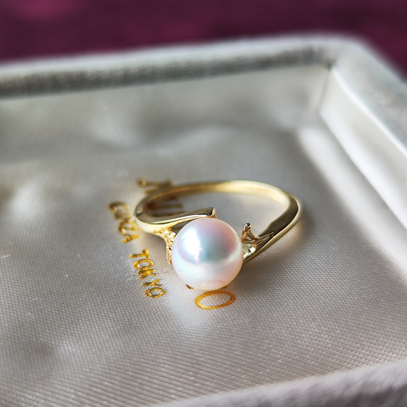 MIKIMOTO ミキモト あこや真珠 18金リング