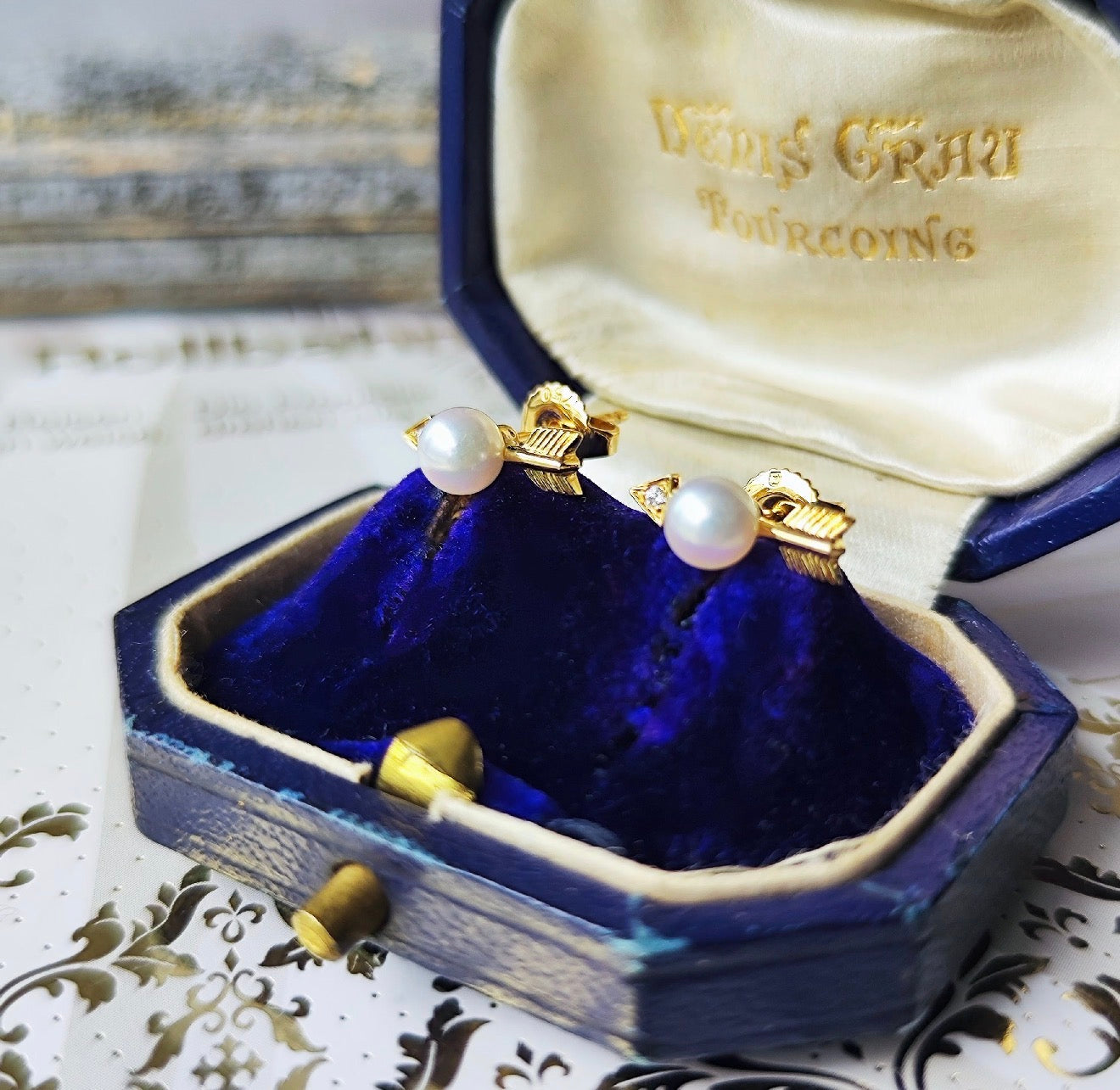 MIKIMOTO ミキモト 矢のモチーフ あこや真珠 天然ダイヤモンド 18金