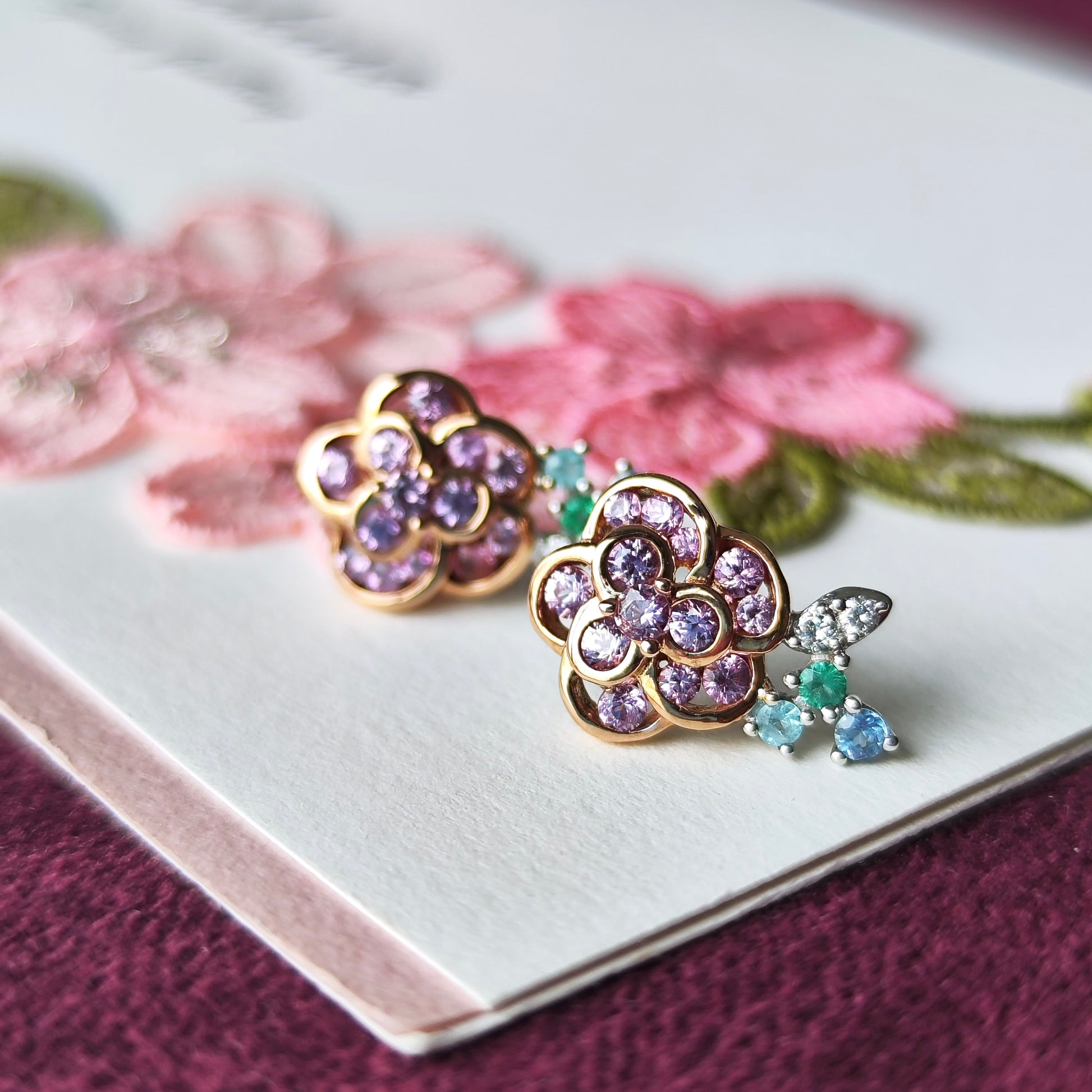 【ロマンチックガーデン】GSTV 天然石 カラーストーン ピアス