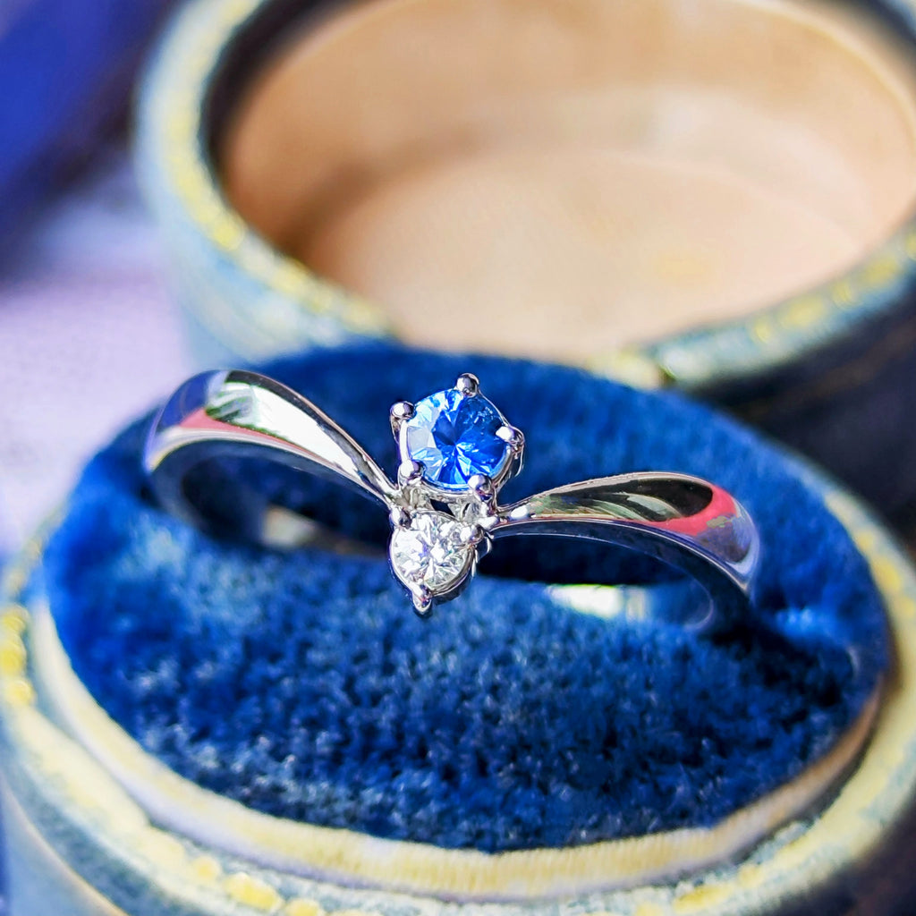 MIKIMOTO ミキモト 天然サファイア 天然ダイヤモンド リング