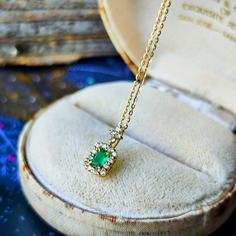 天然エメラルド 天然ダイヤモンド ネックレス