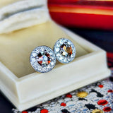 天然アンダリュサイト 天然ダイヤモンド プラチナピアス