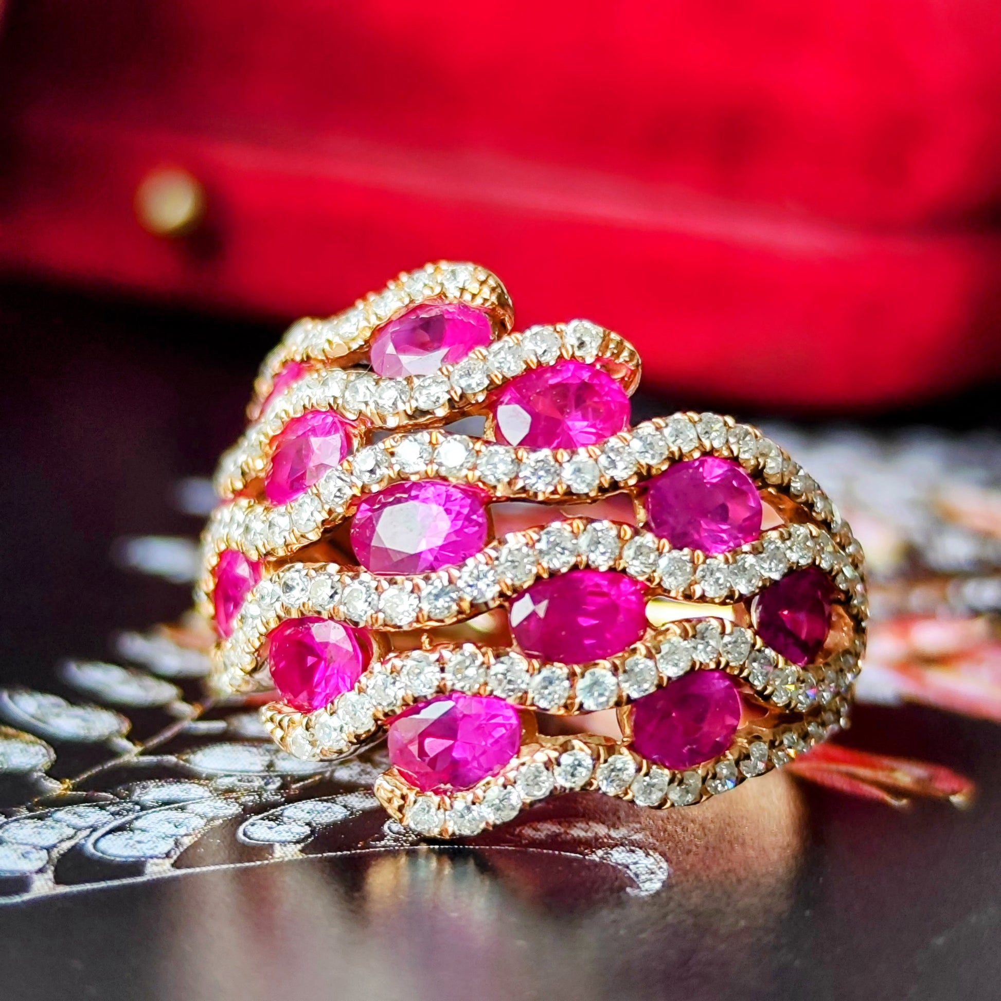 天然ルビー 天然ダイヤモンド 18金リング