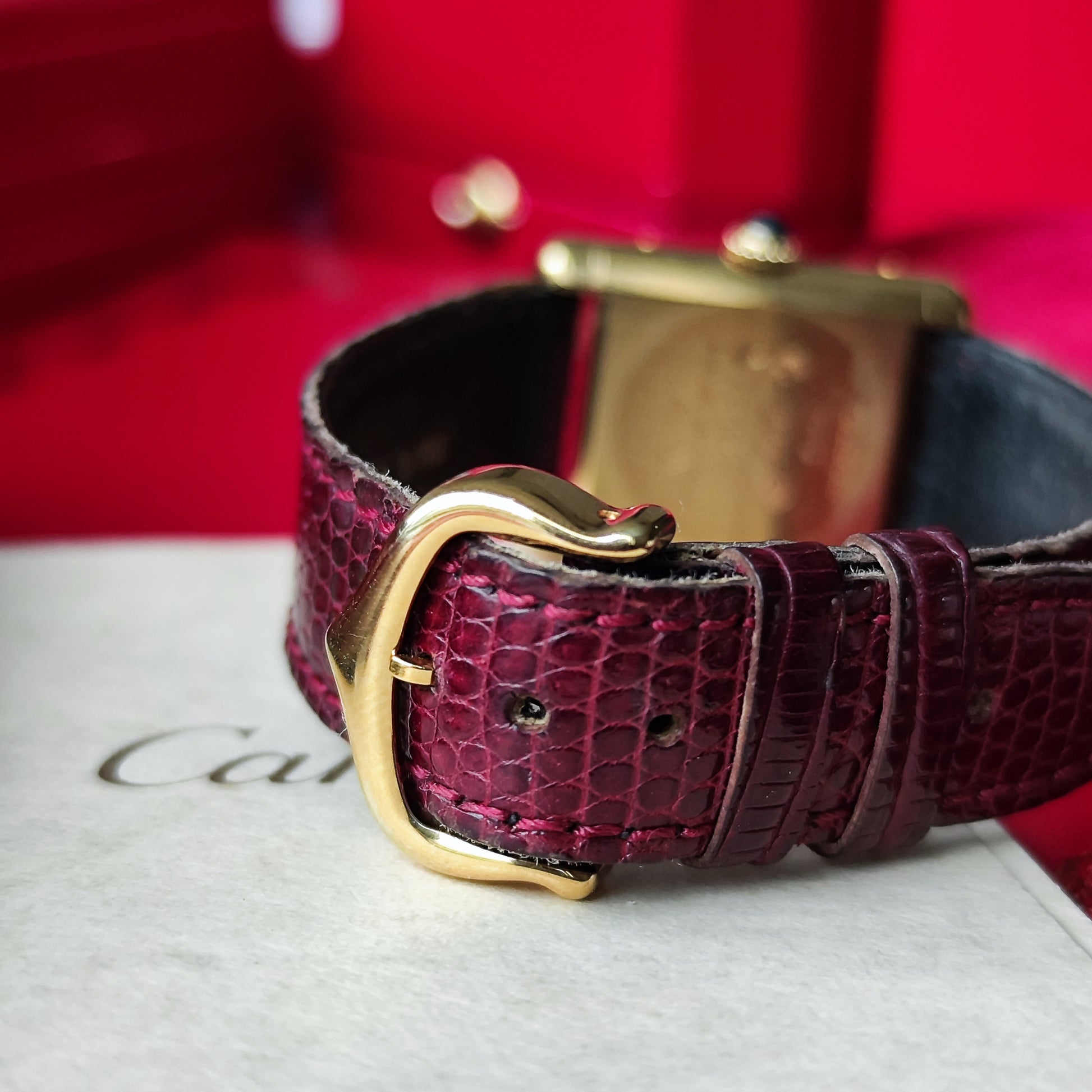 【OH済み】Cartier カルティエ マストタンク ボルドー文字盤 手巻き腕時計