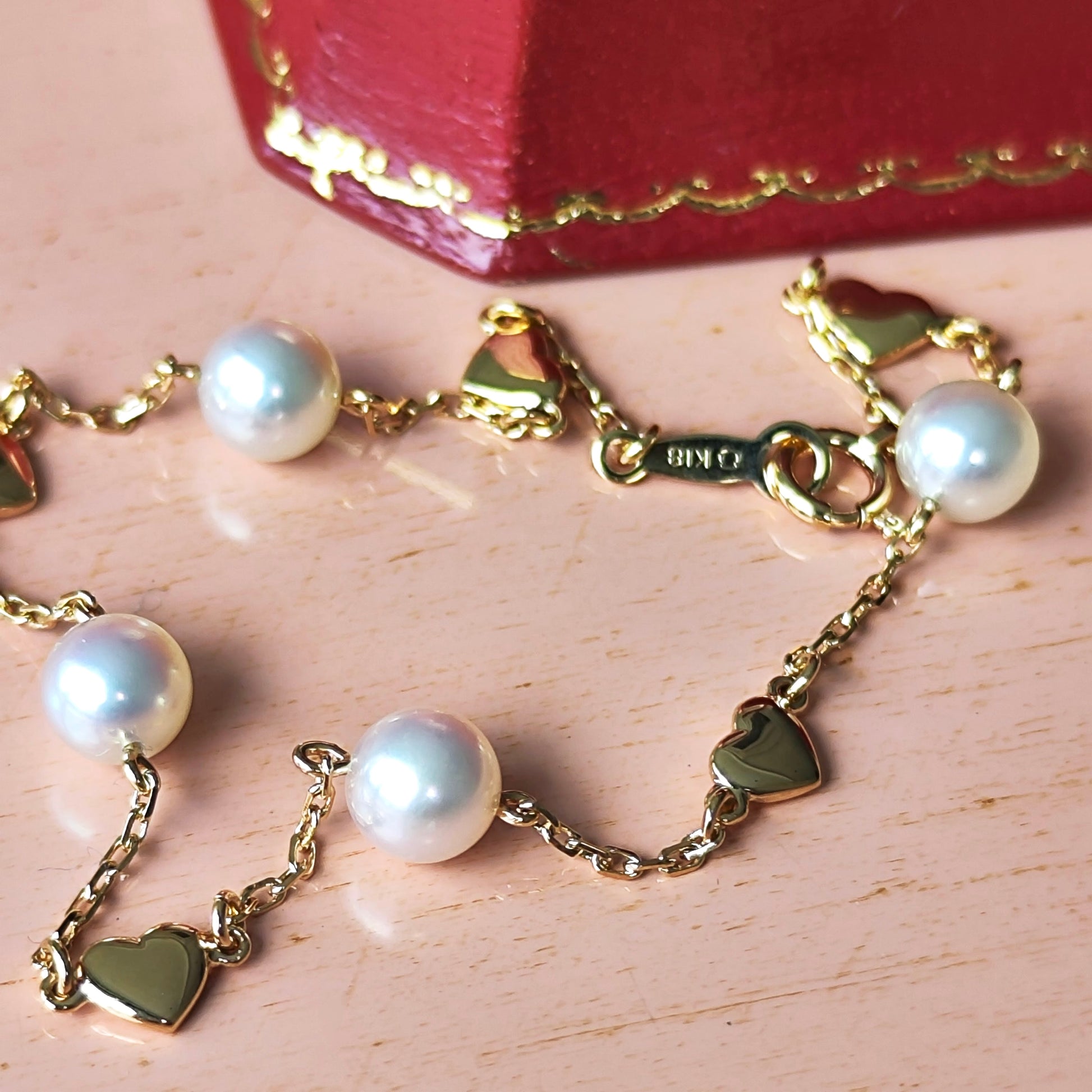 MIKIMOTO ミキモト あこやベビーパール ハートモチーフ ブレスレット