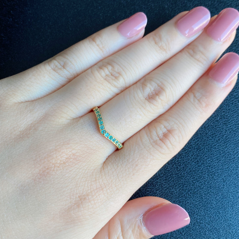 天然パライバトルマリン ハーフエタニティリング 18金